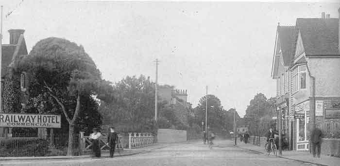 Railway hotel on left, another building on right